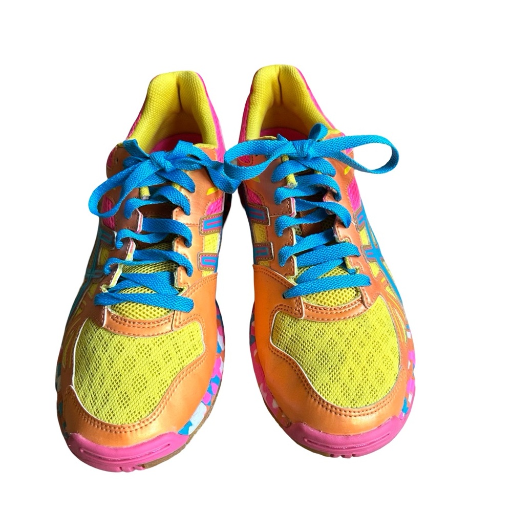Asics Gel Flashpoint Running Cross Training Volleyball Orange Flame Pink Sneaker - Picture 2 of 11